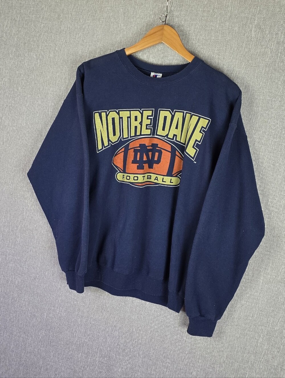 Vtg Champion Notre Dame Fighting Irish Navy Crew Neck Sweatshirt Sz L
